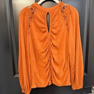 Daytrip Rust Lace Accent Blouse